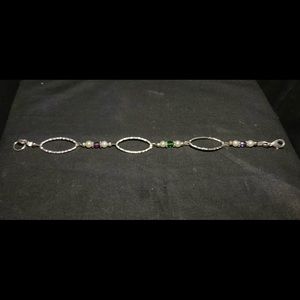 Sterling silver and crystal beaded bracelet